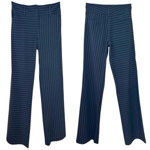 NORMA KAMALI - Pin-Striped, Wide Leg, High Waist Trousers - Size 8, Black, White
